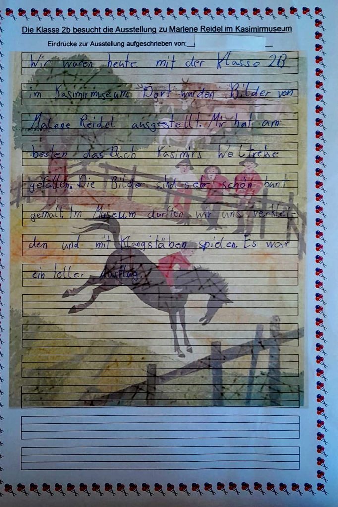 Handgeschriebener Aufsatz über Museumsbesuch der Klasse