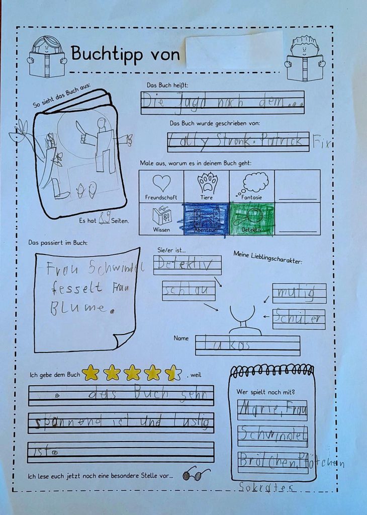 Kinderbuch-Bericht mit Zeichnungen und Bewertungen.