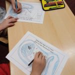 Kinder zeichnen kreative Kunst in der Schule